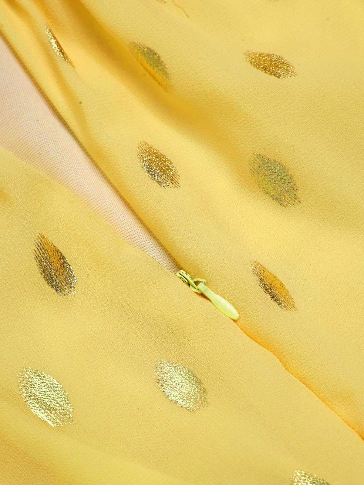 Yellow 1950s Lace Patchwork Polka Dots Dress - Image 6
