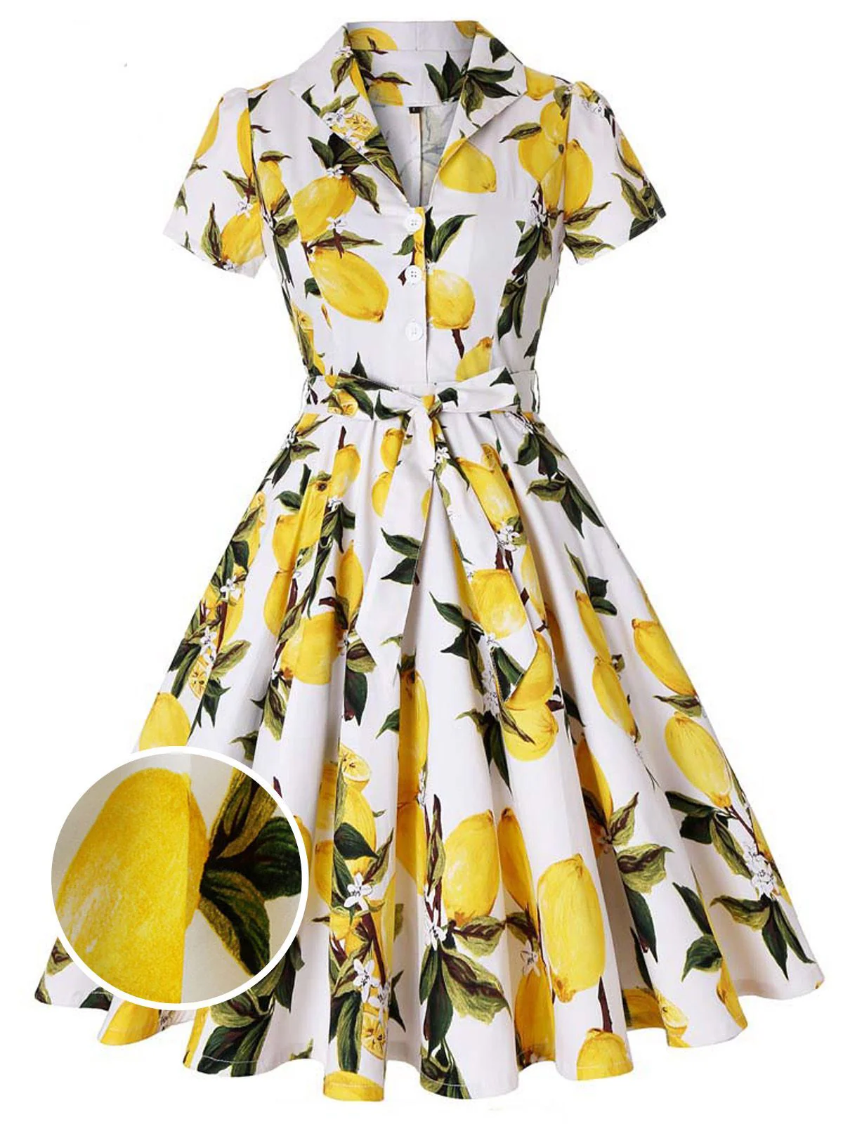 Yellow 1950s Lemon Bow Swing Dress - Image 6