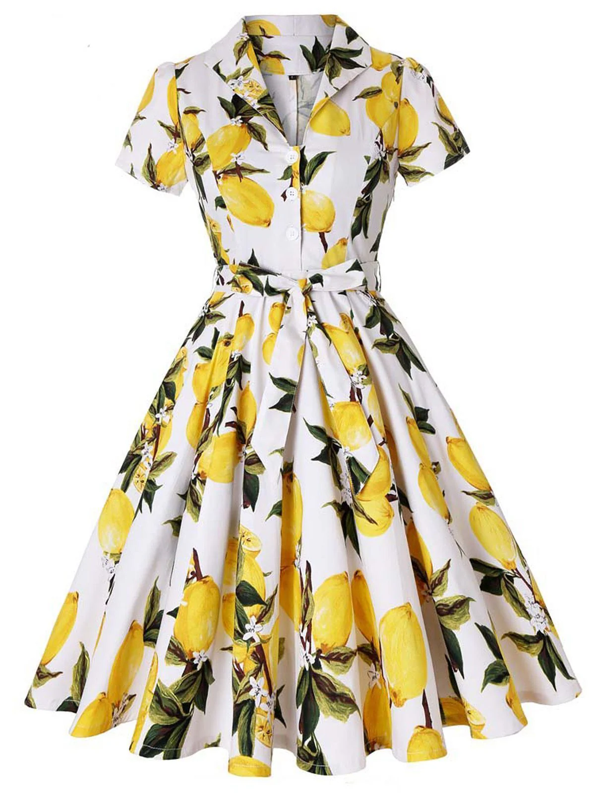 Yellow 1950s Lemon Bow Swing Dress - Image 5