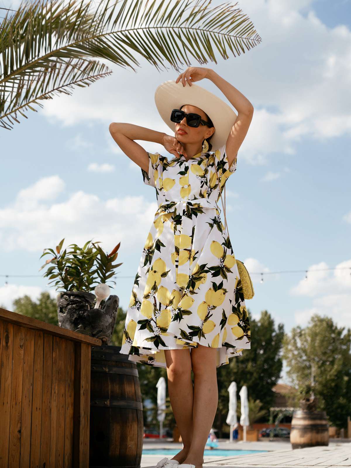 Yellow 1950s Lemon Bow Swing Dress - Image 2