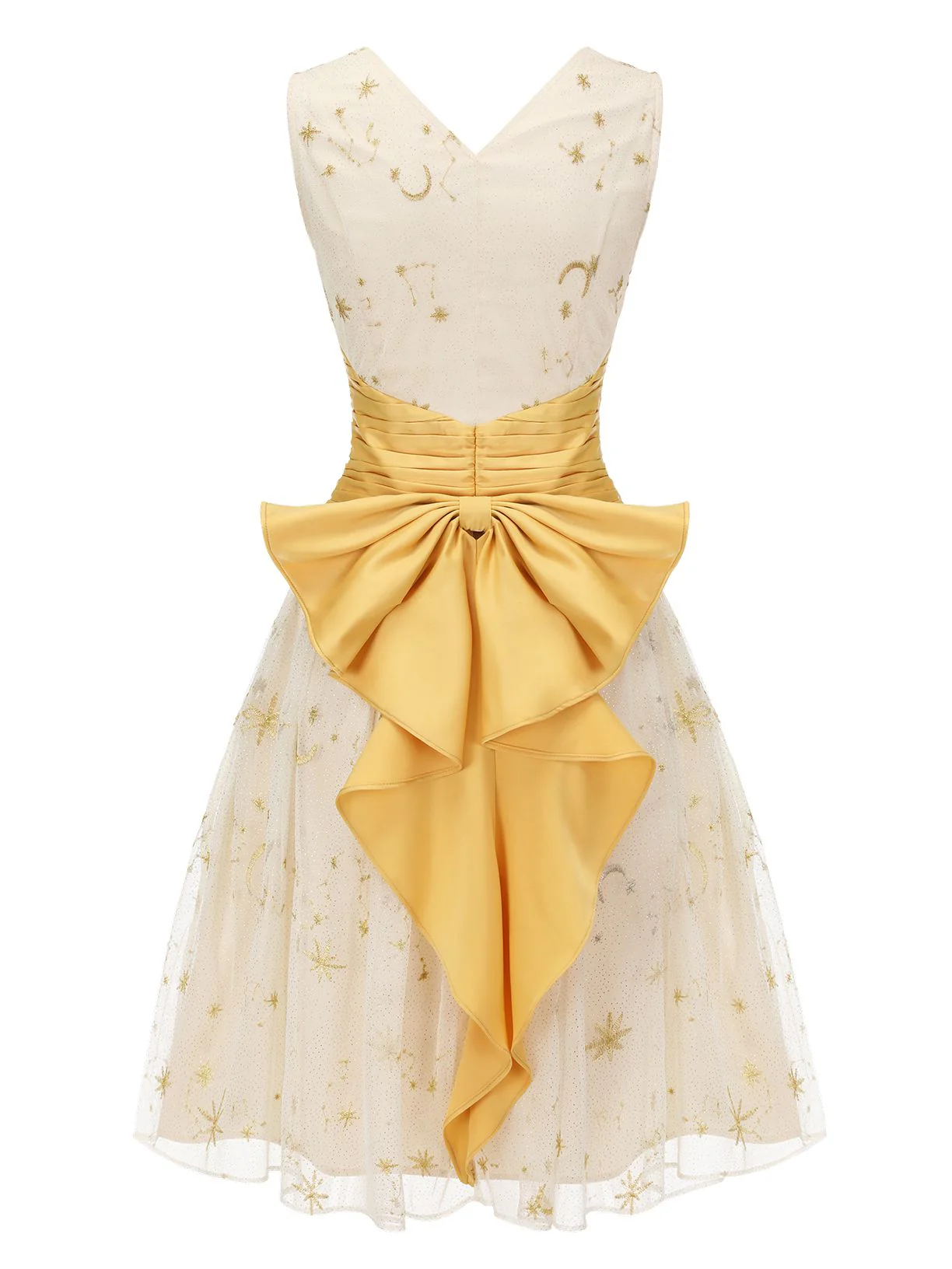 Yellow 1950s Mesh Patchwork Swing Dress - Image 5