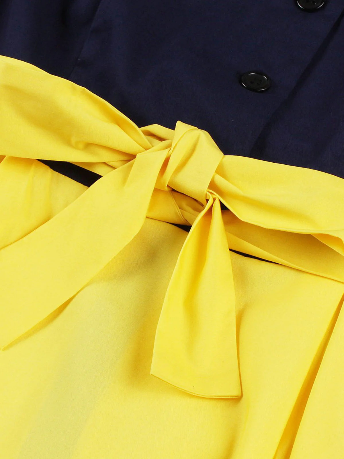 Yellow 1950s Patchwork Shirt Collar Swing Dress - Image 3