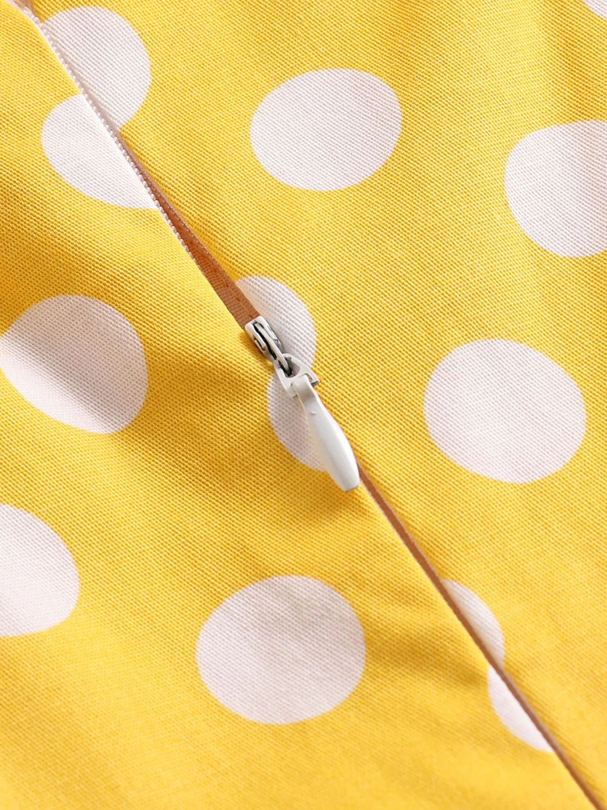 Yellow 1950s Polka Dot Straps Swing Dress - Image 5