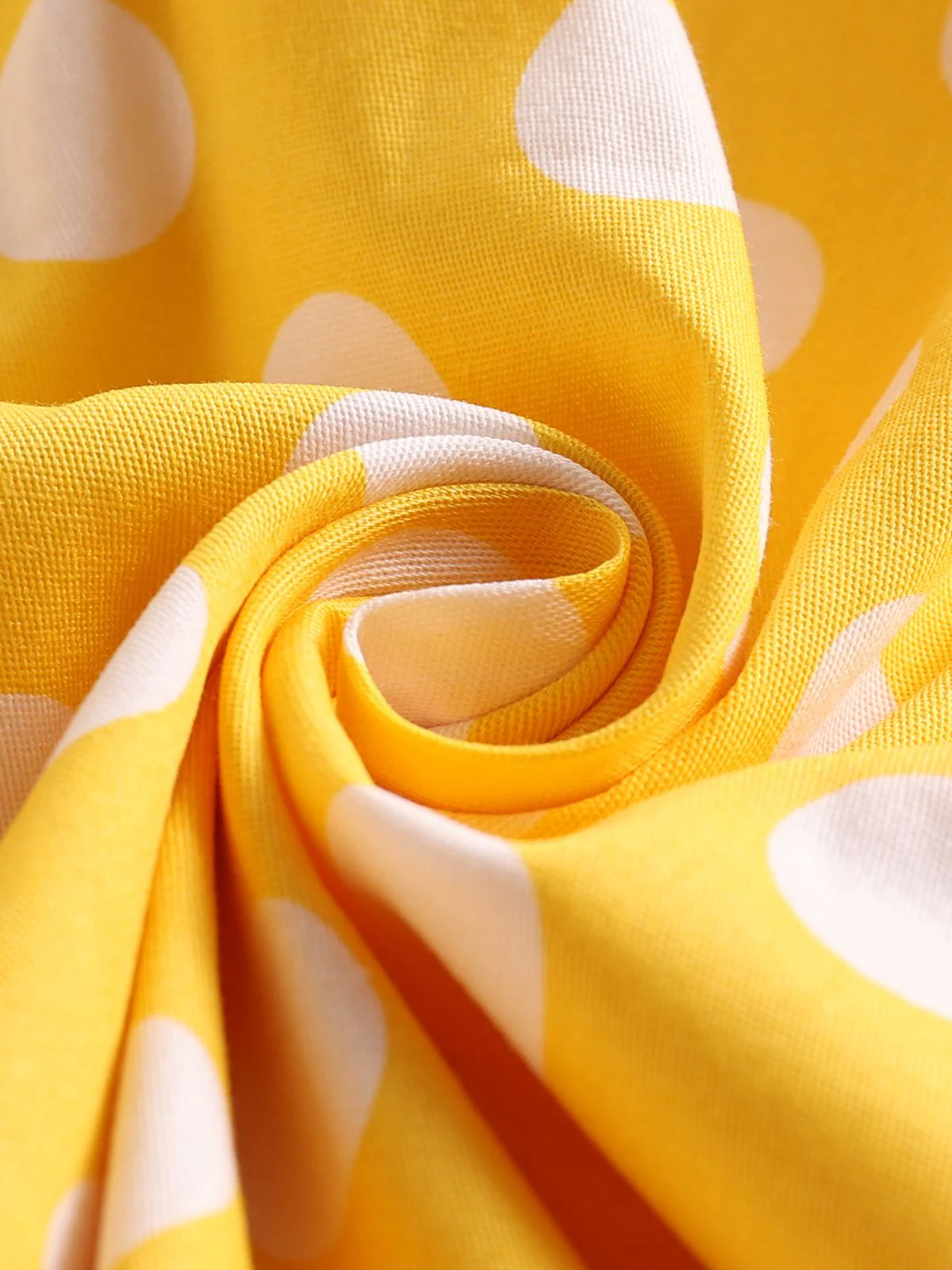 Yellow 1950s Polka Dot Straps Swing Dress - Image 7