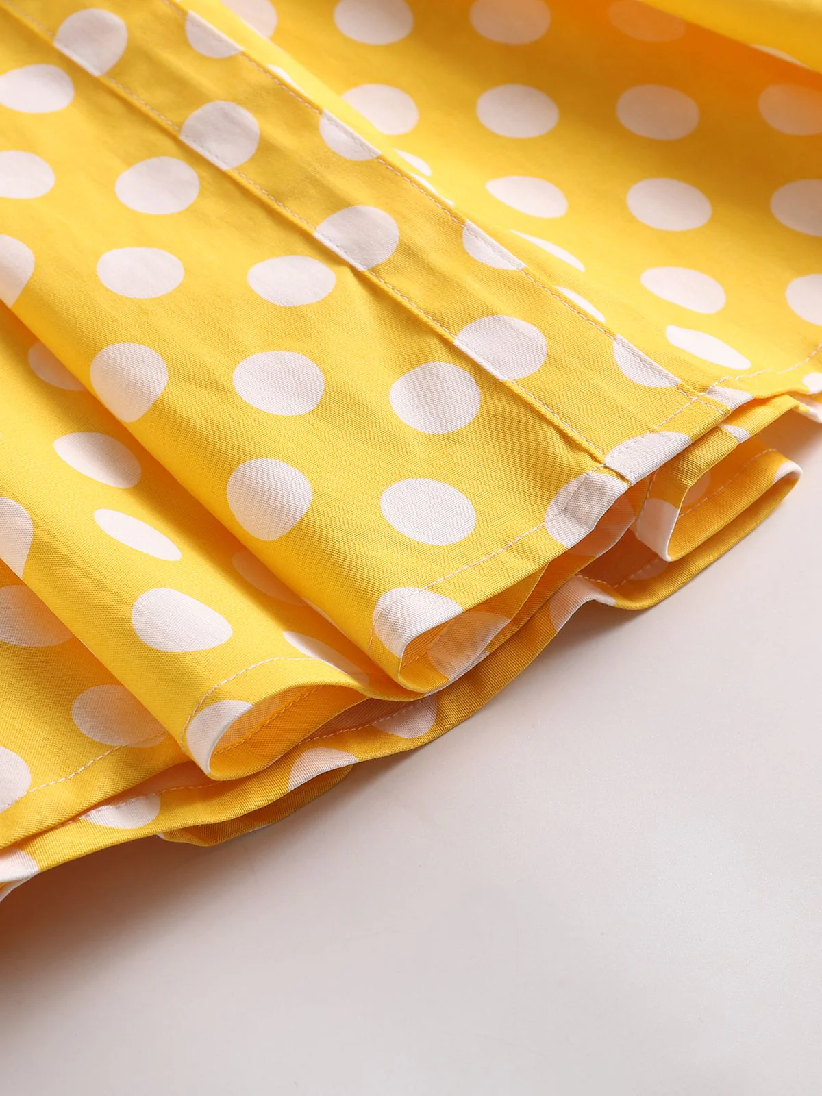 Yellow 1950s Polka Dot Straps Swing Dress - Image 8