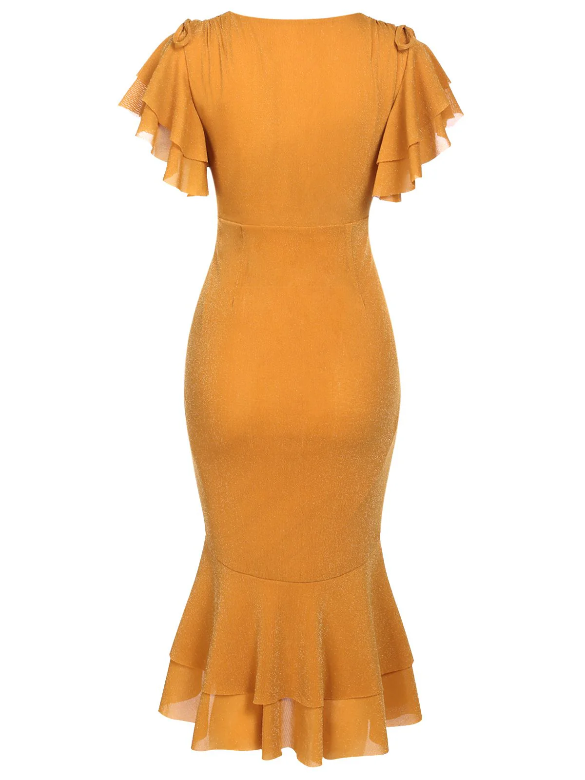 1930s Ruffle Lace-up Fishtail Dress - Image 5