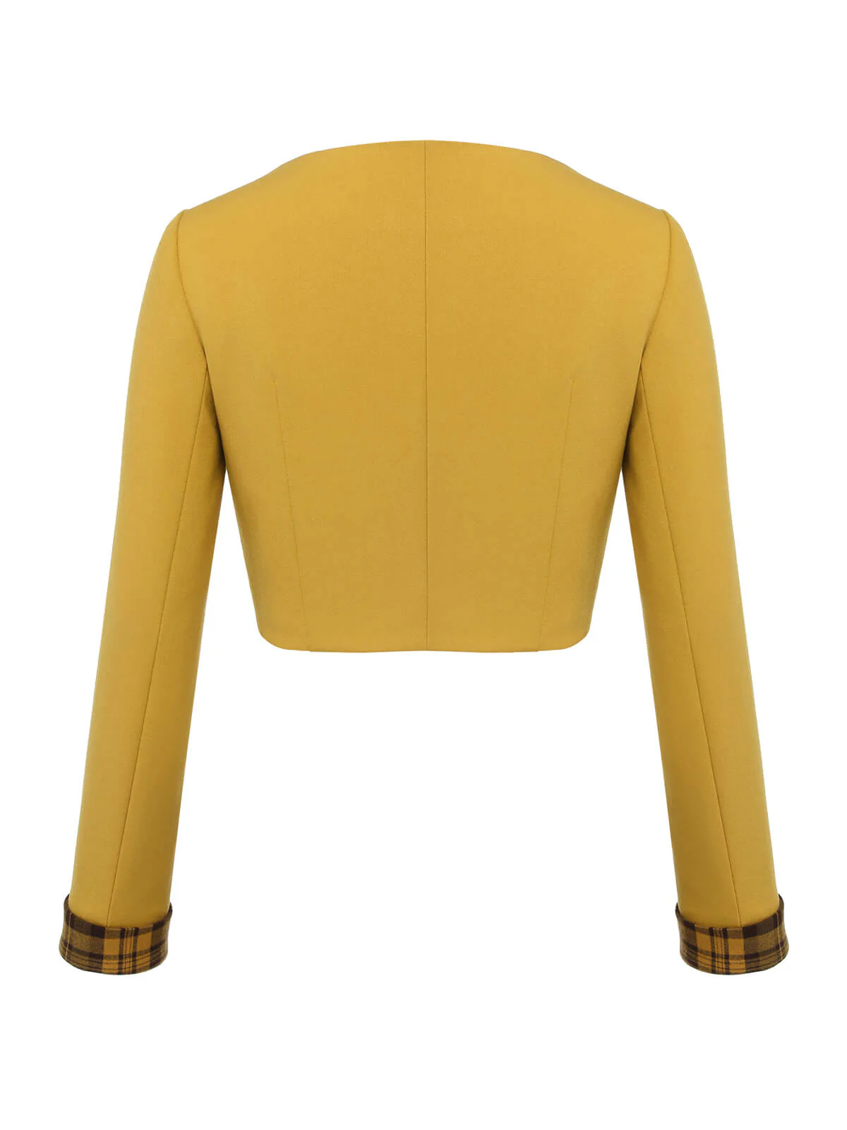 Yellow 1950s Solid Button Short Coat - Image 4