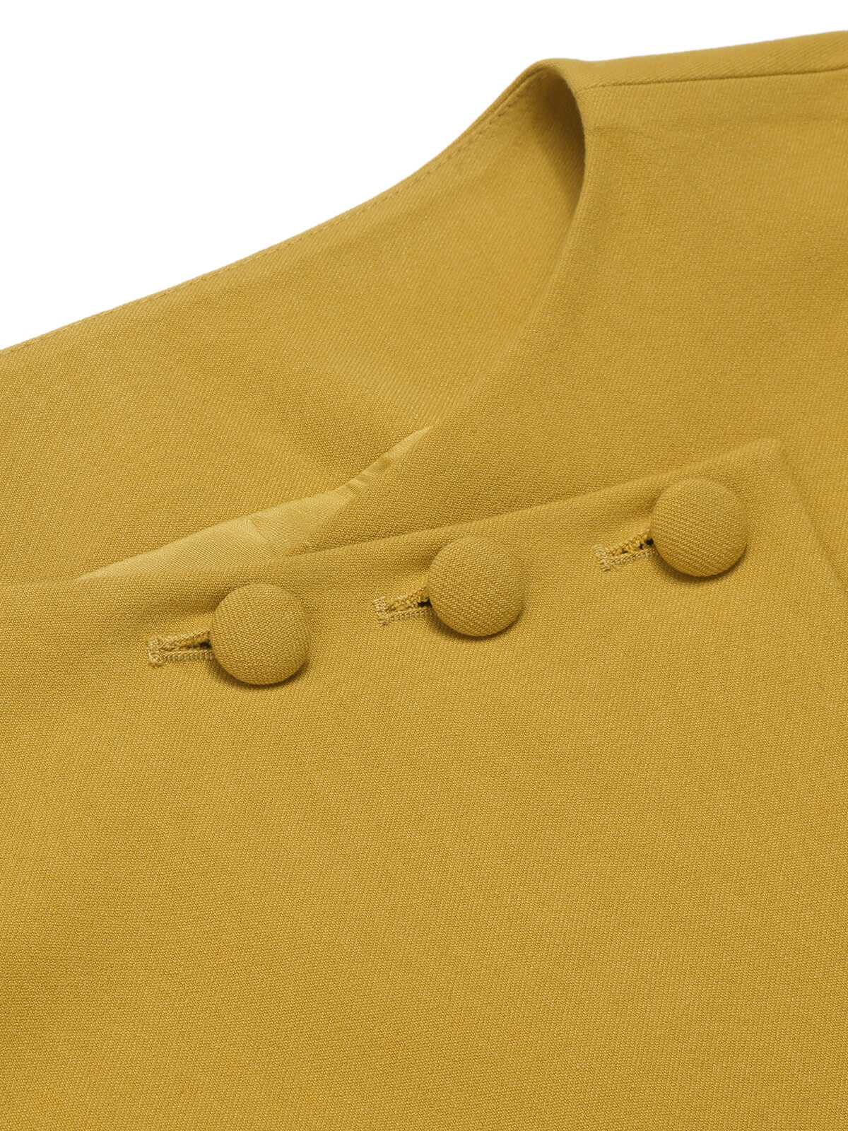 Yellow 1950s Solid Button Short Coat - Image 6