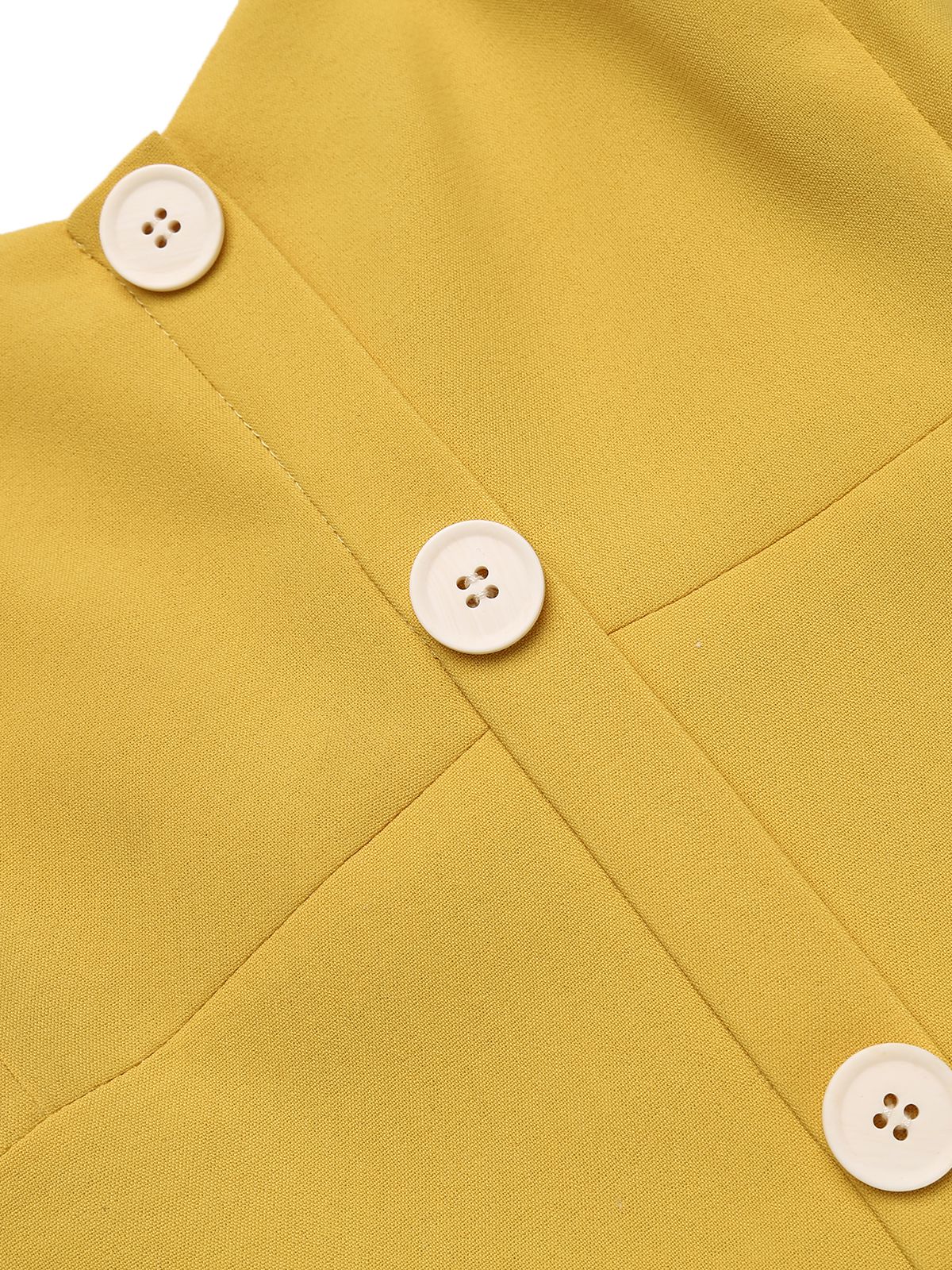 Yellow 1950s Spaghetti Strap Button Romper - Image 5
