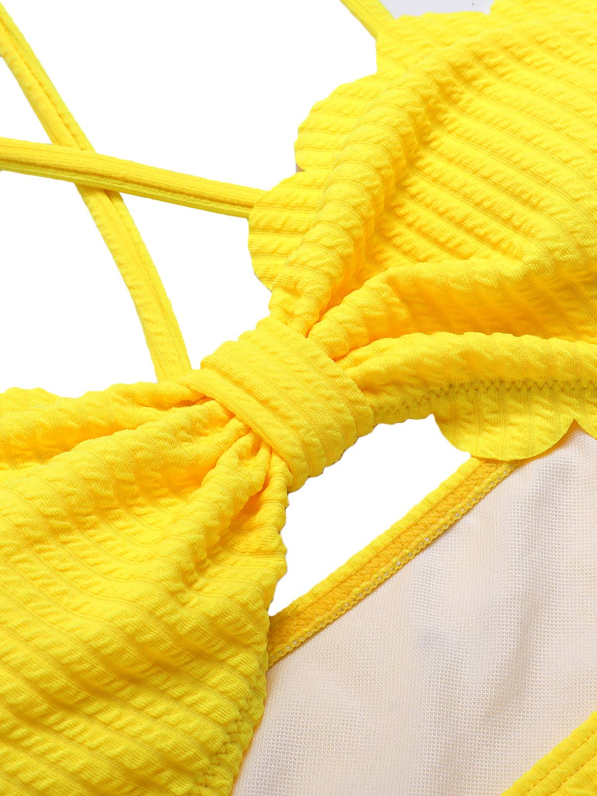 Yellow 1950s Spaghetti Strap One-Piece Swimsuit - Image 5