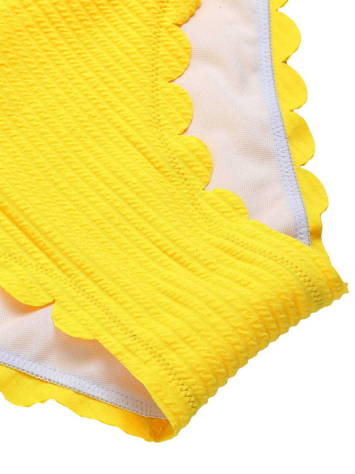 Yellow 1950s Spaghetti Strap One-Piece Swimsuit - Image 6
