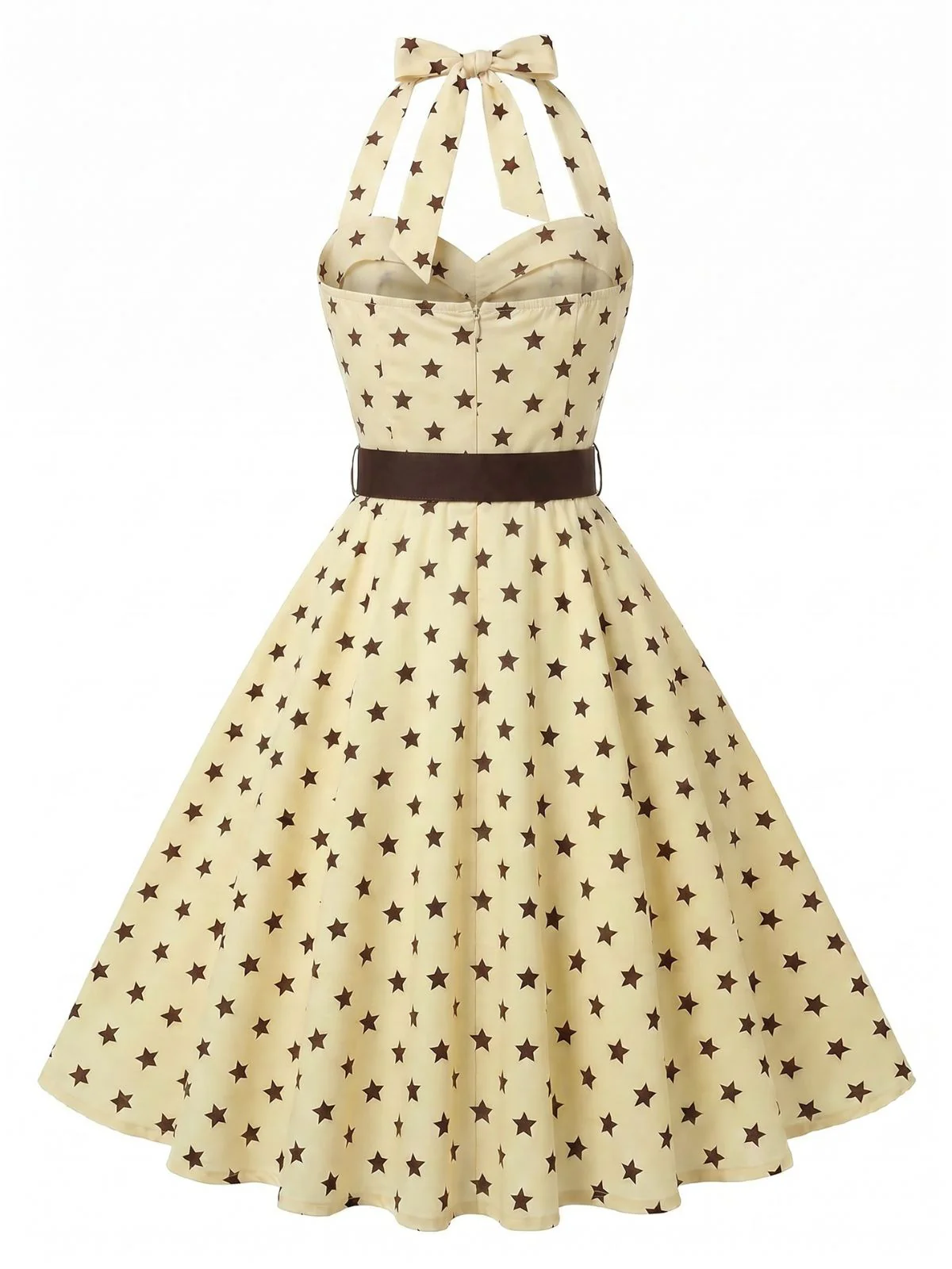 [Pre-Sale] Yellow 1950s Star Halter Belted Swing Dress - Image 2