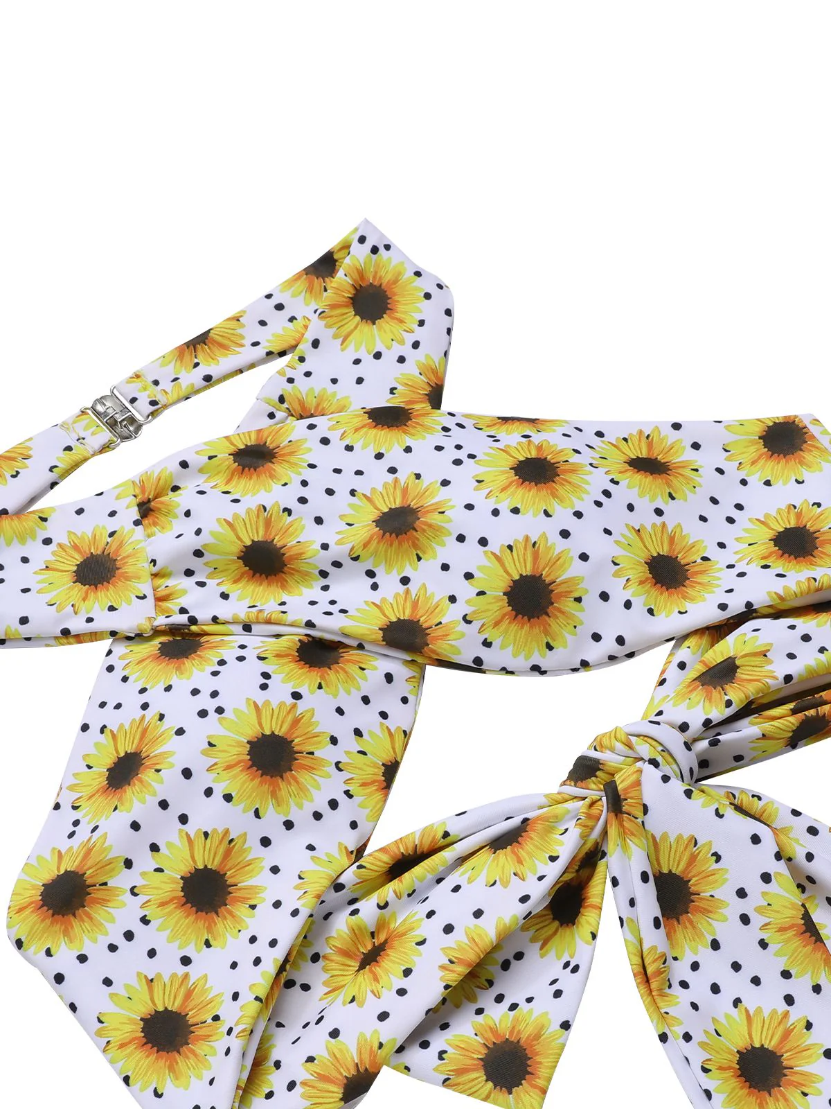 Yellow 1950s Sunflower Cross Halter Swimsuit - Image 5