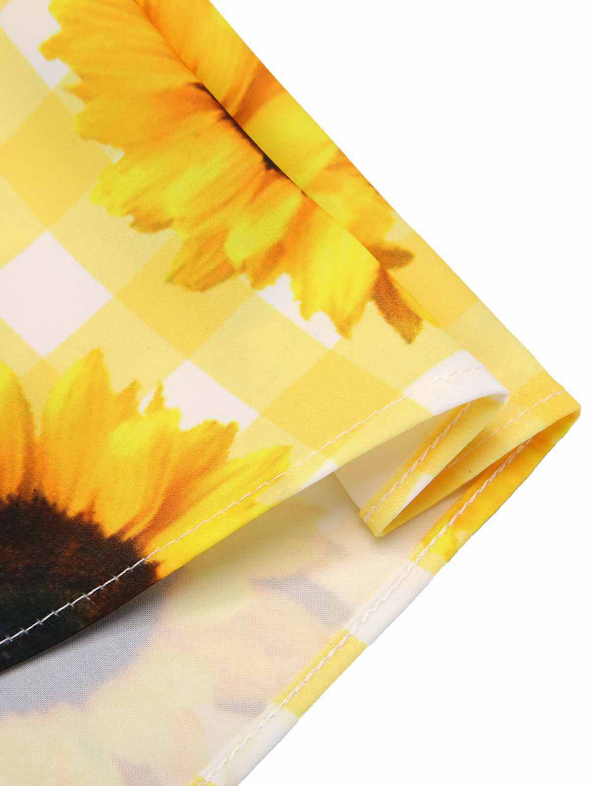 [Pre-Sale] Yellow 1950s Sunflower Plaid Halter Dress - Image 6