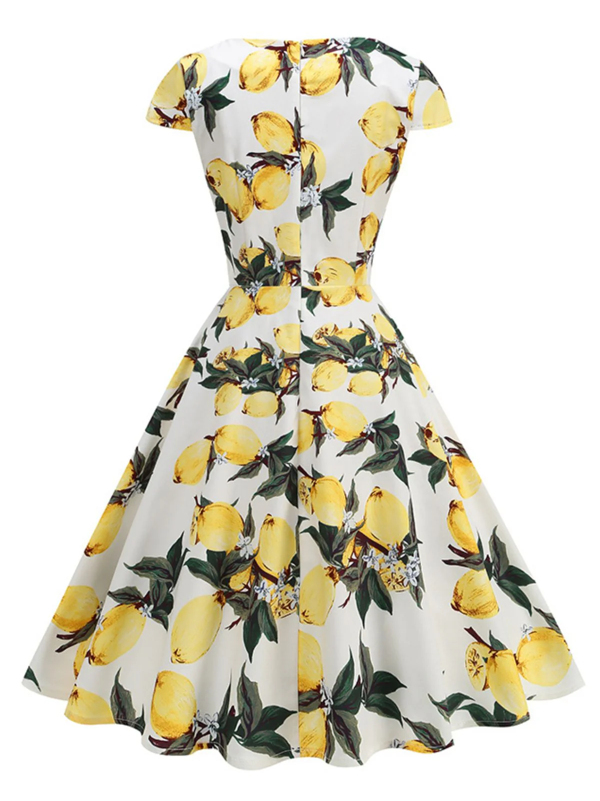 Yellow 1950s Surplice V-Neck Lemon Dress - Image 2