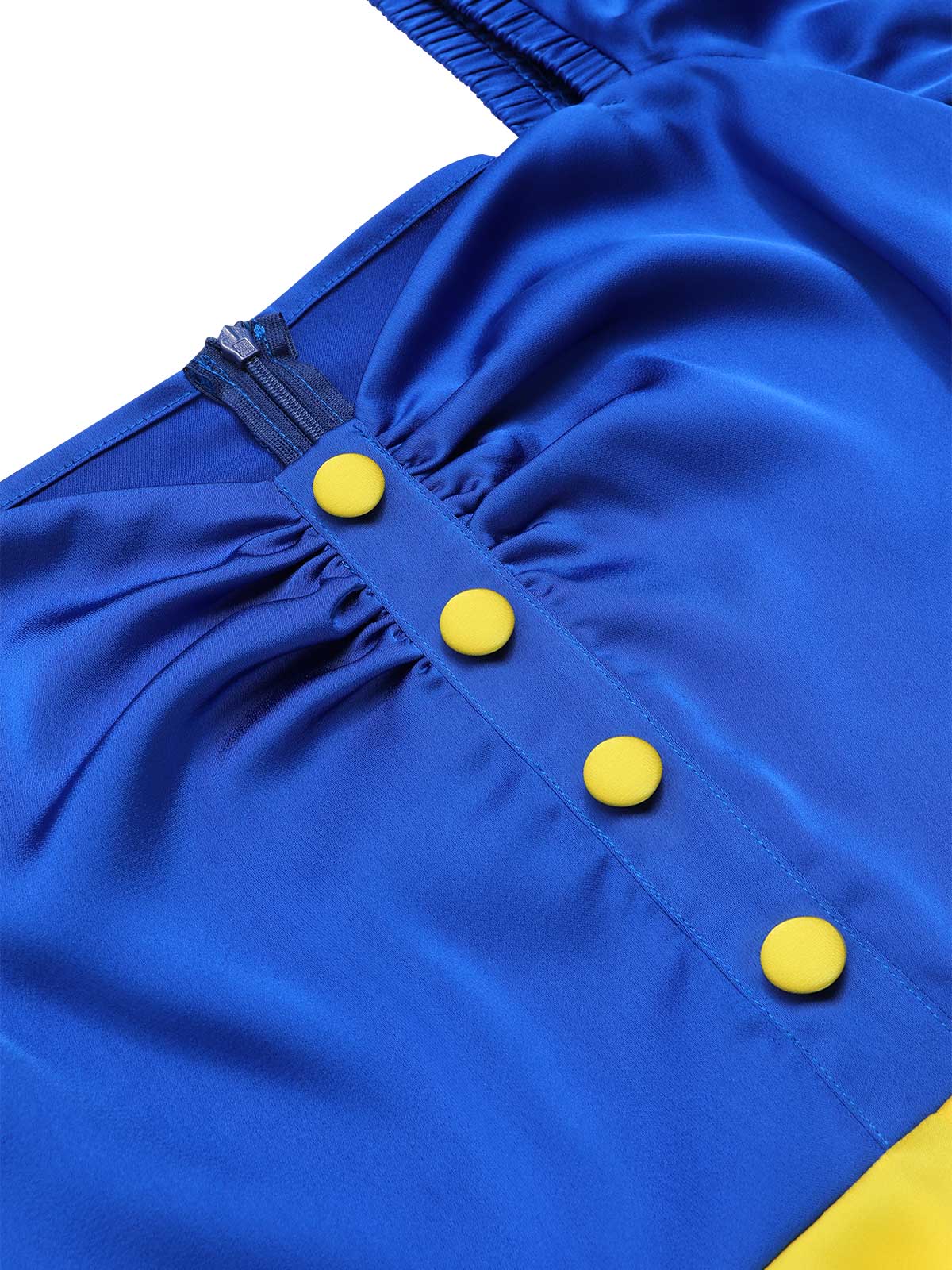 Yellow 1950s Sweetheart Collar Bow Belt Romper - Image 7