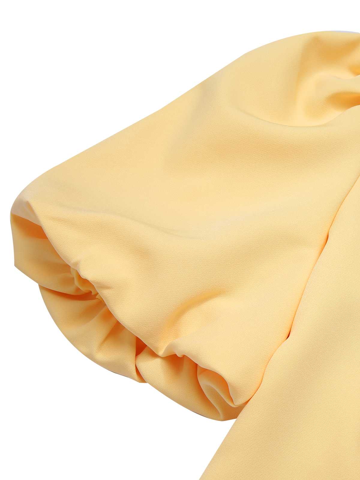 Yellow 1960s Bow Puff Sleeve Solid Dress - Image 5