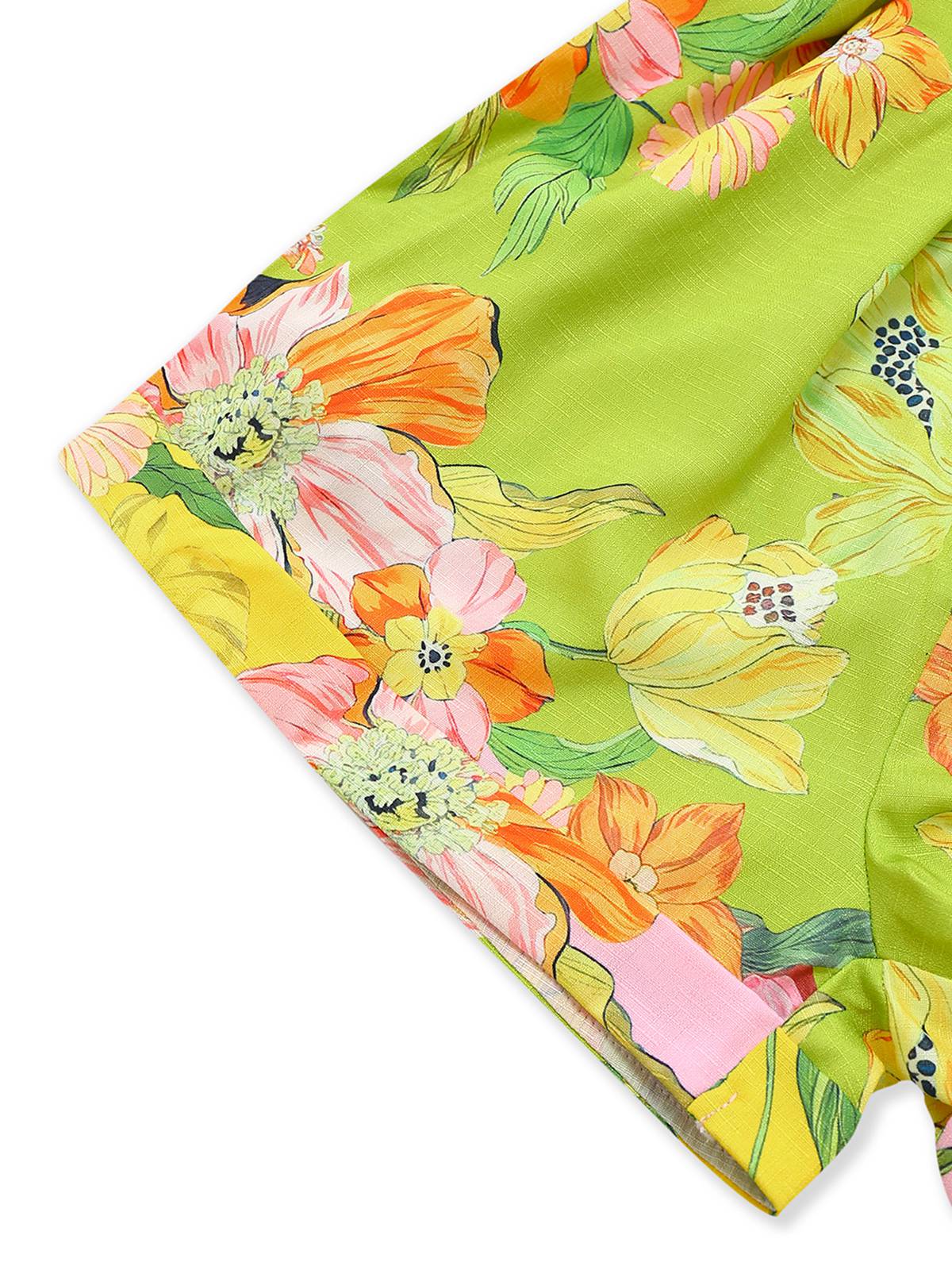 Yellow 1960s Floral Deep V-Neck Long Sleeves Romper - Image 4