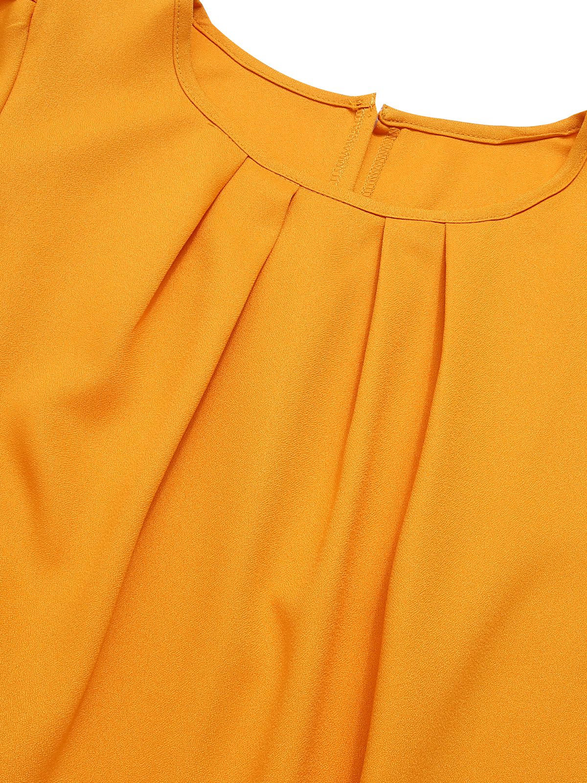 Yellow 1960s Hollow A-Line Solid Dress - Image 4