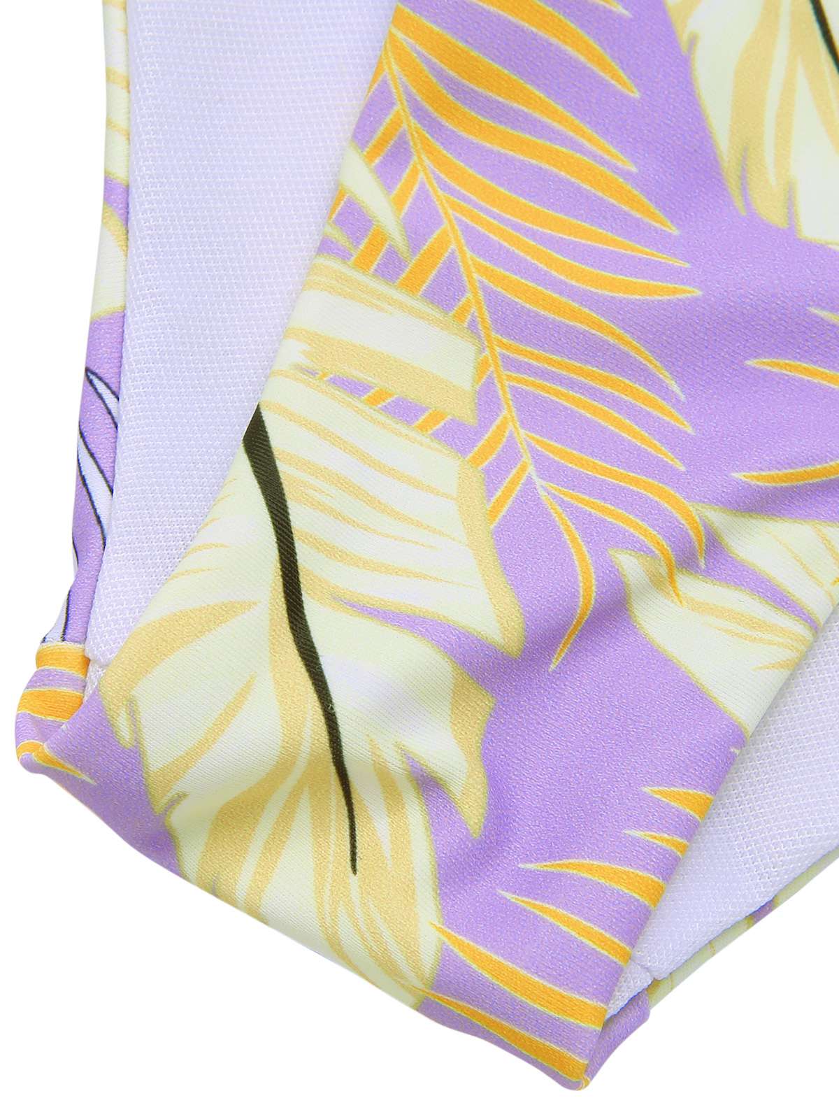 Yellow 1960s Plant Prints Halter Bow Swimsuit - Image 4