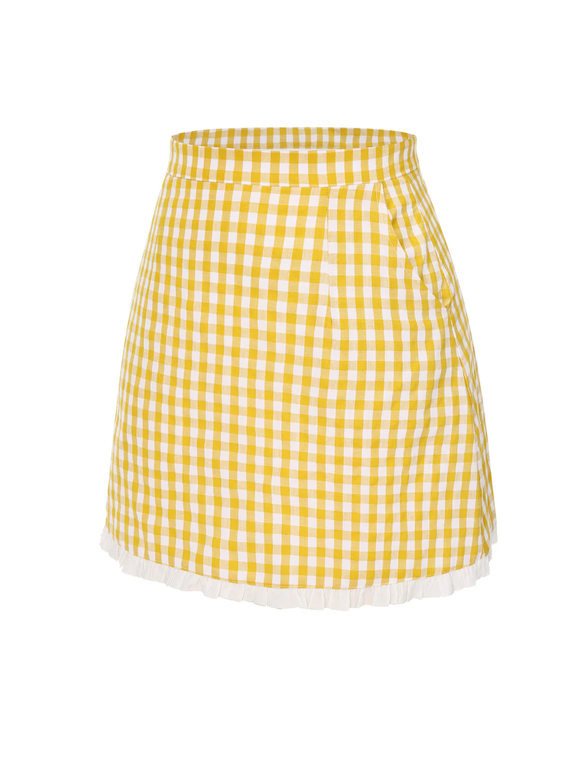 Yellow 1960s Ruffles Plaid Skirt - Image 3