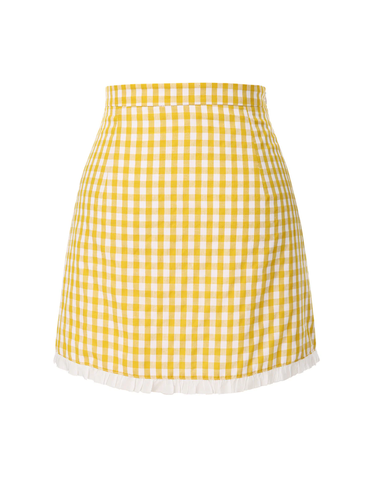 Yellow 1960s Ruffles Plaid Skirt - Image 4