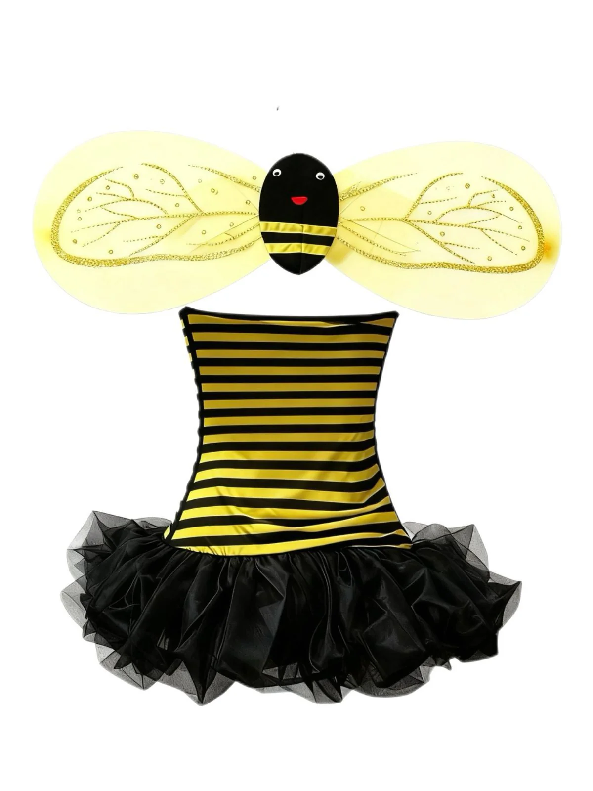 Yellow 1960s Striped Bee Cosplay Costume Set - Image 3