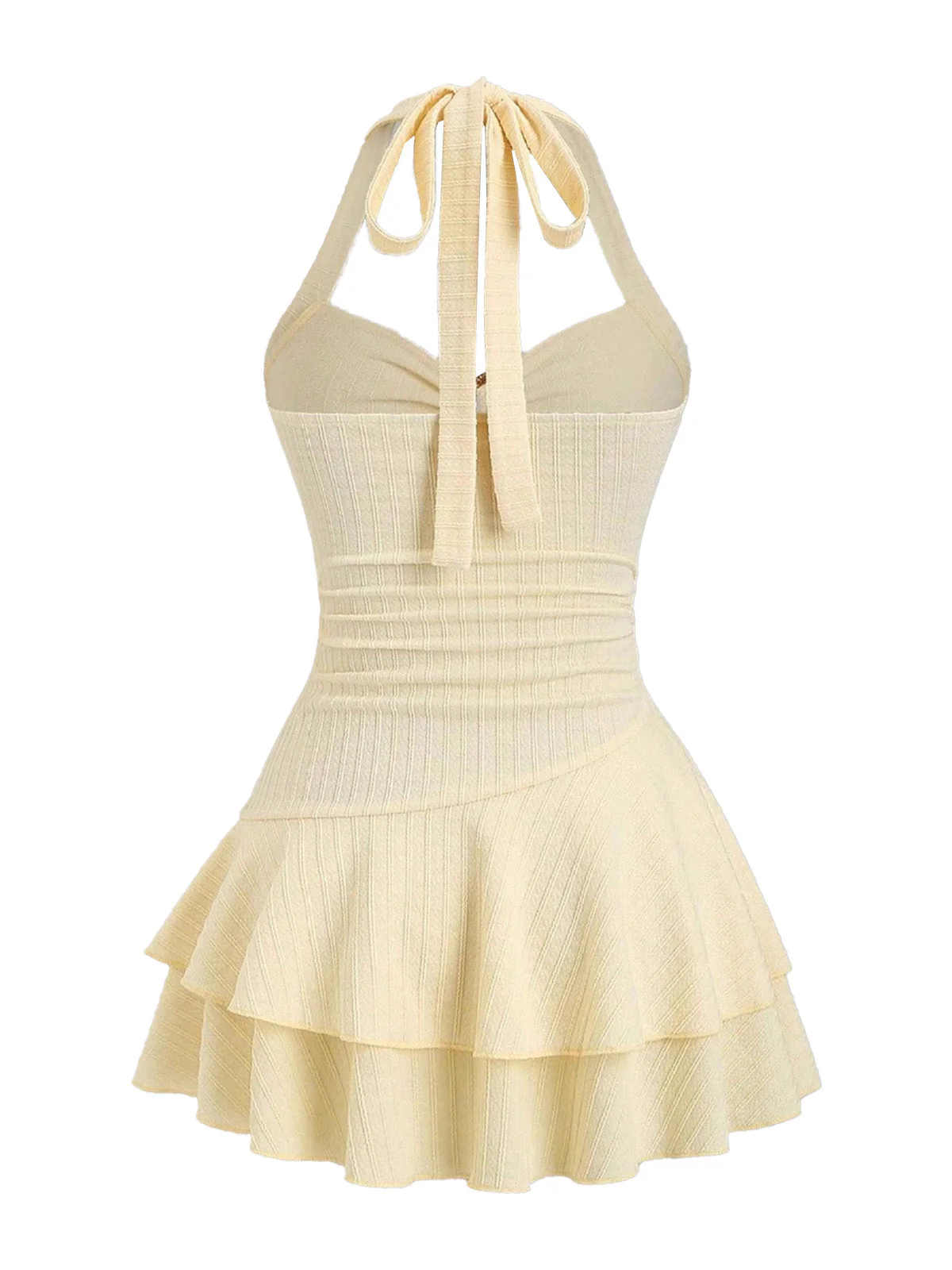 Yellow 1960s Textured Metal Starfish Halter Layered Mini Dress - Image 3