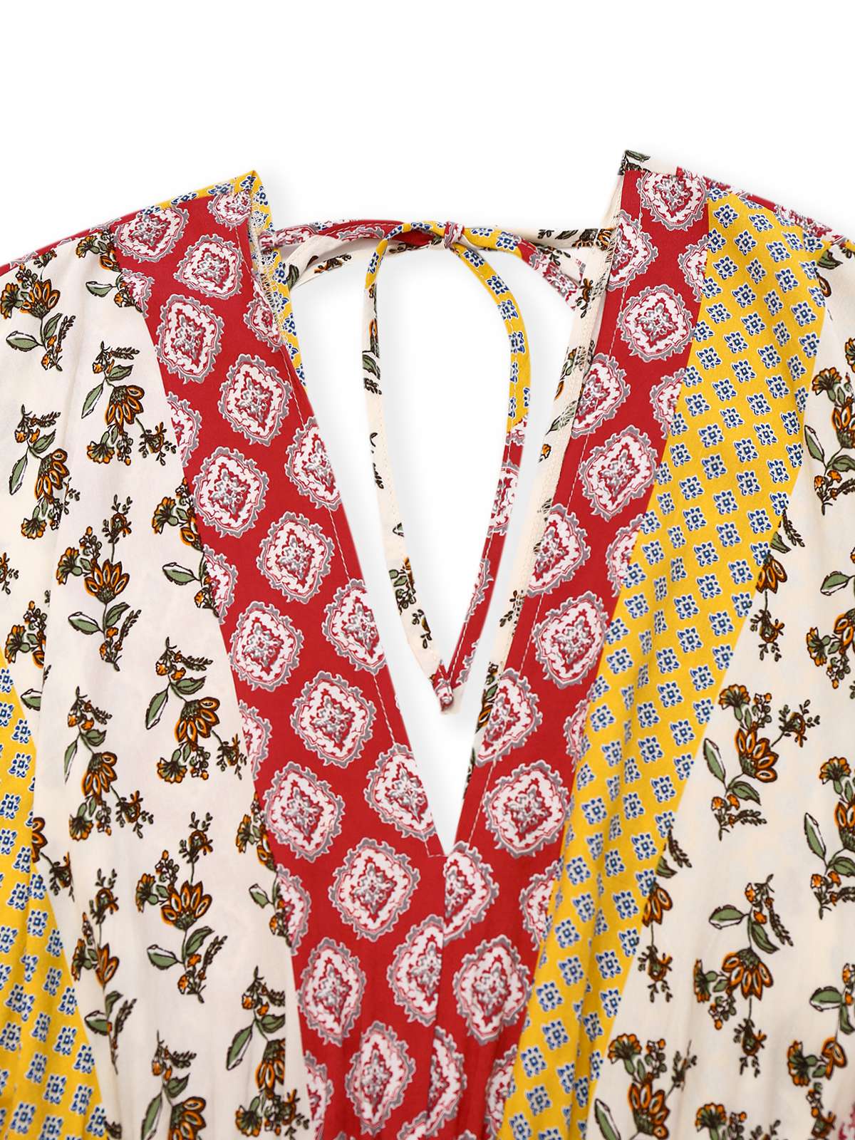 Yellow 1970s Bohemian Floral Tribal Pattern Jumpsuit - Image 4