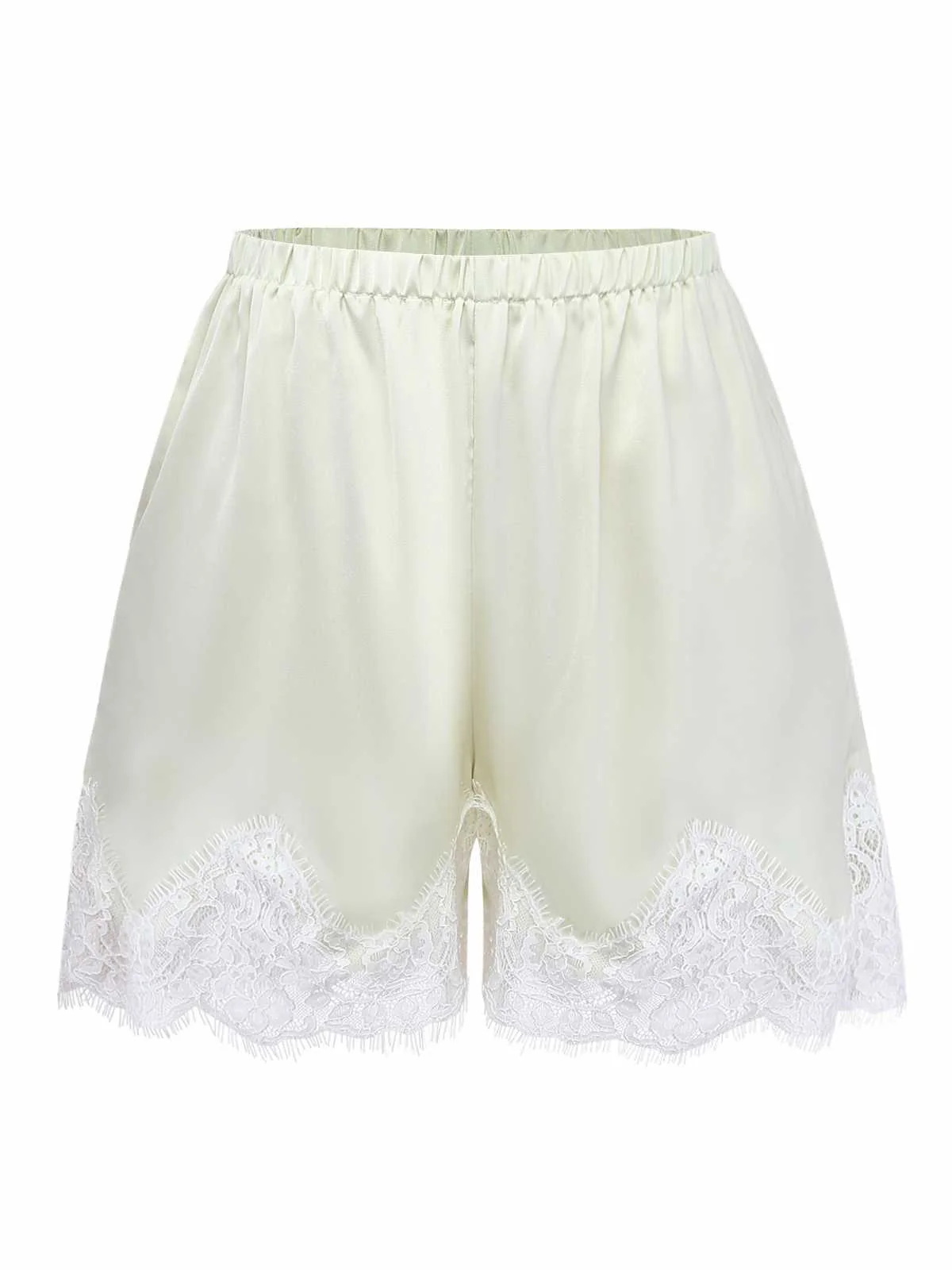 Yellow 1970s High Waist Lace Satin Shorts - Image 2