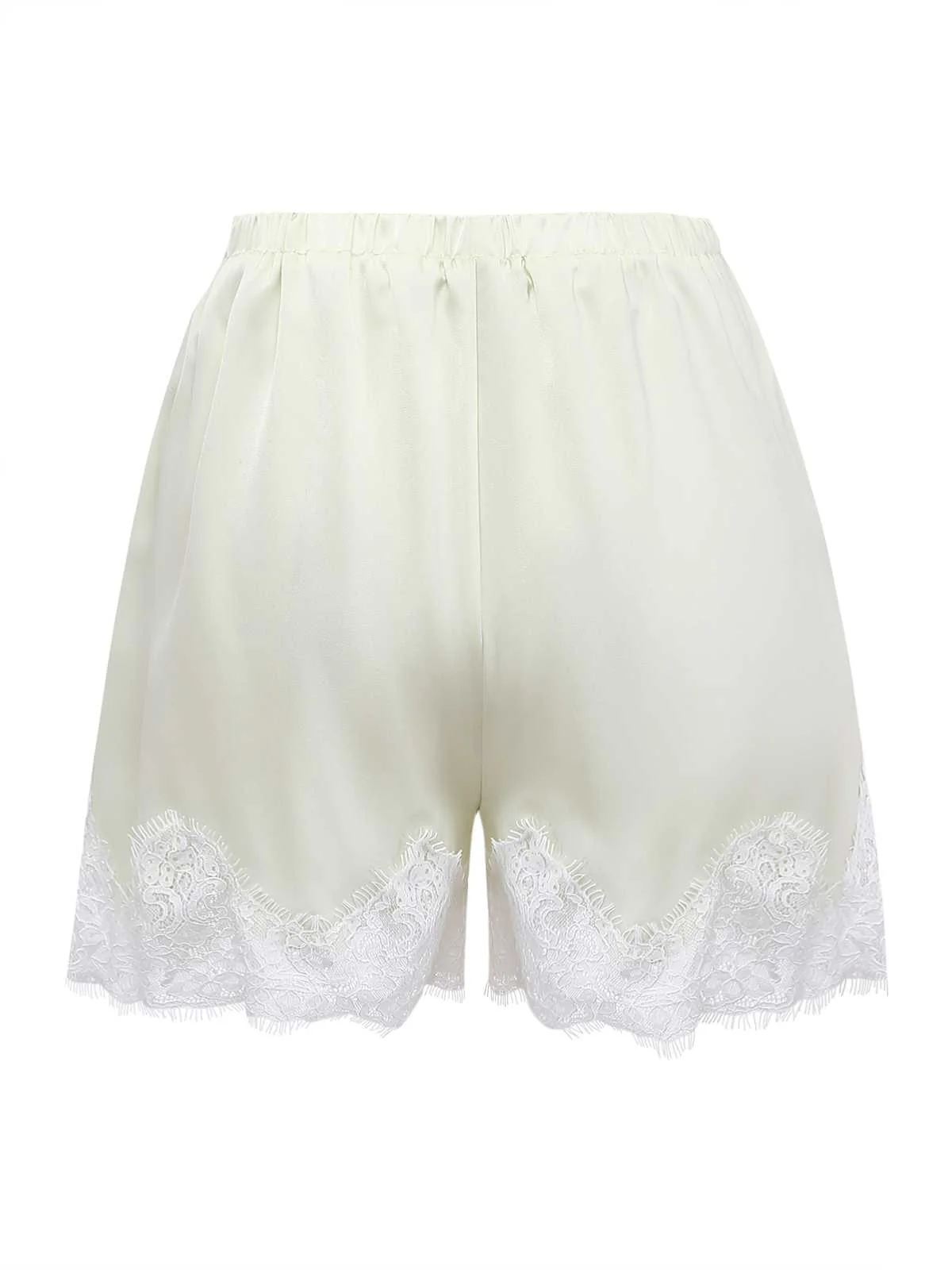 Yellow 1970s High Waist Lace Satin Shorts - Image 3