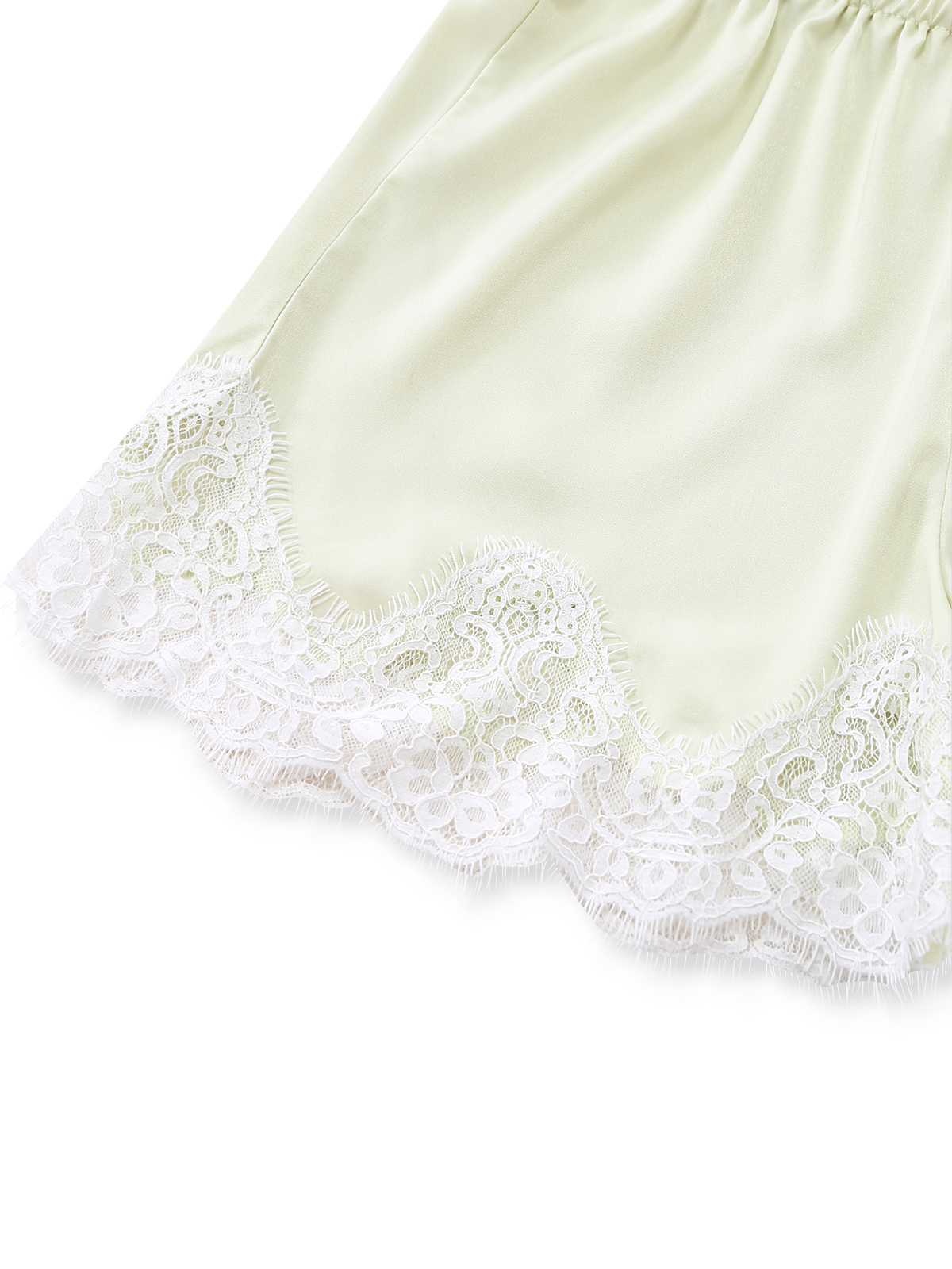 Yellow 1970s High Waist Lace Satin Shorts - Image 5
