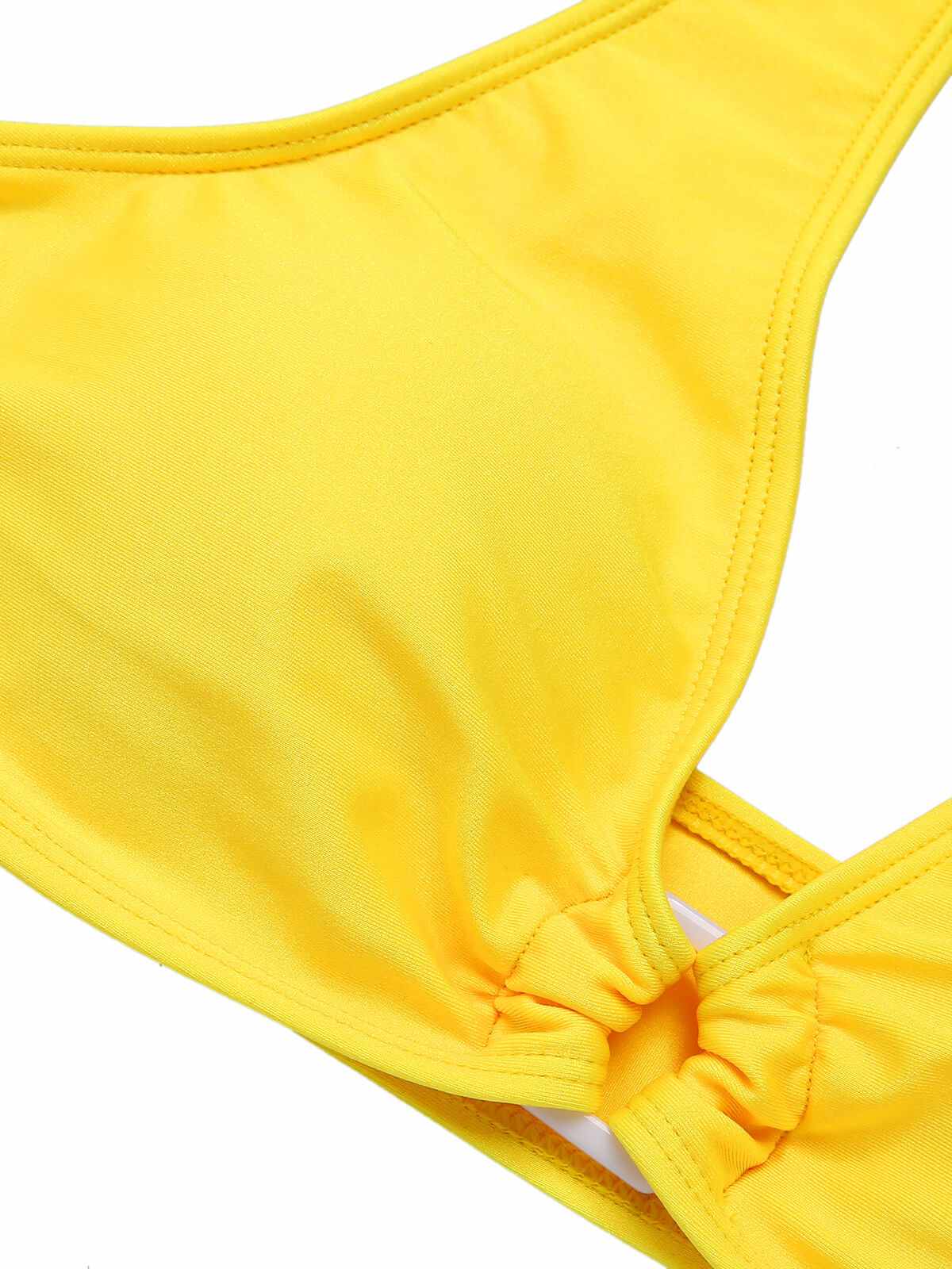 Yellow 1970s Lace-Up Halter Bikini Set - Image 5