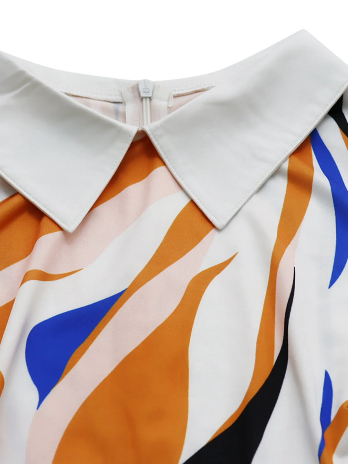 Yellow 1970s Shirt Collar Patchwork Ruffle Dress - Image 4