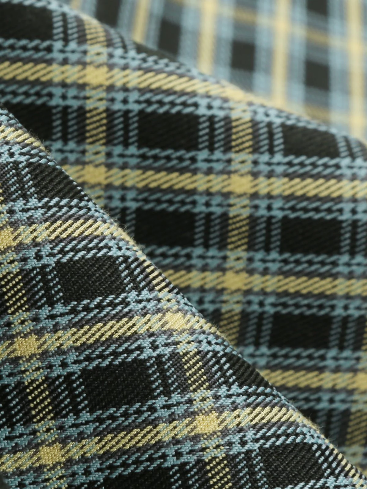 Yellow & Black 1950s Plaid Lapel Belt Swing Dress - Image 5