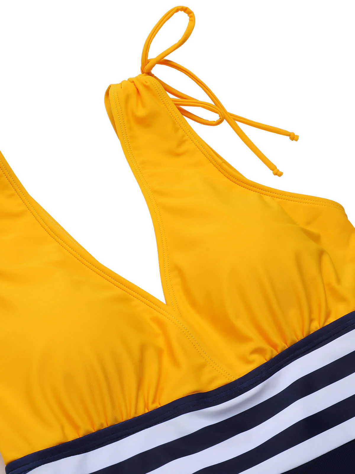 Yellow & Blue 1950s Striped Lace-Up Swimsuit - Image 5