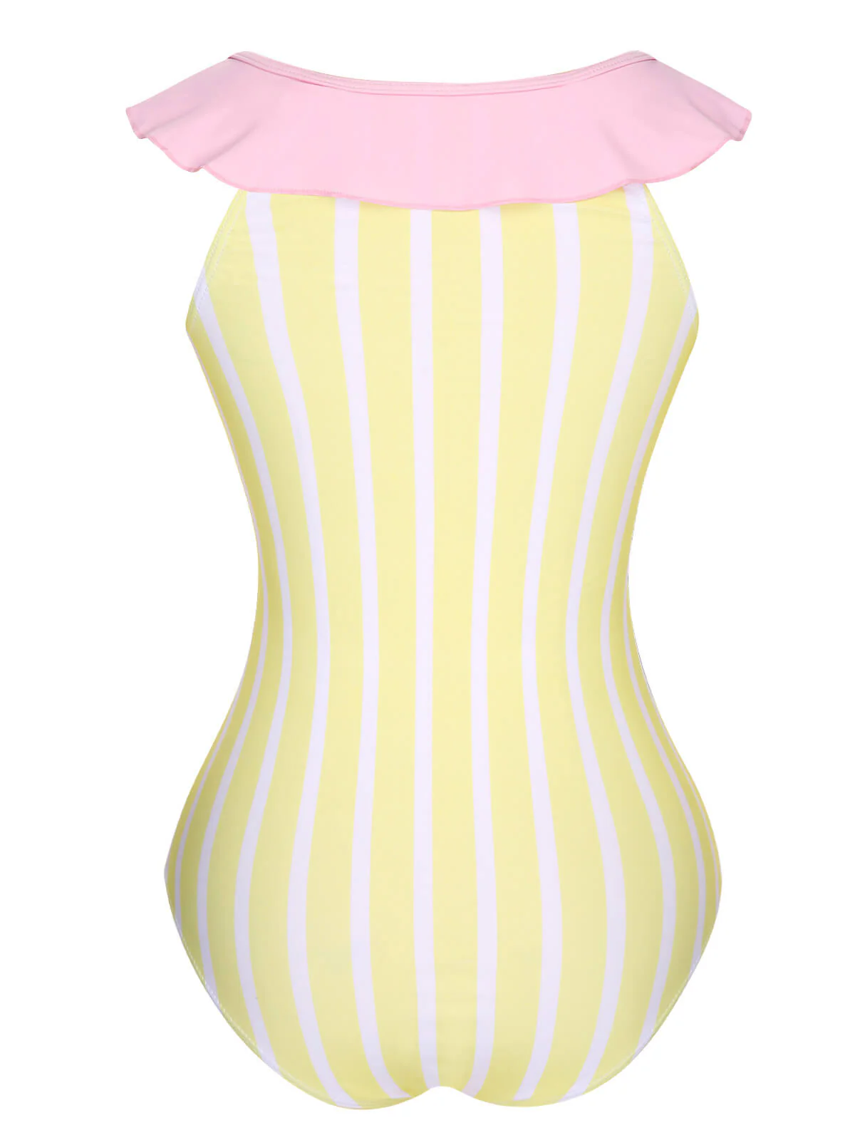 Yellow & Pink 1940s Stripe One-Piece Swimsuit - Image 4