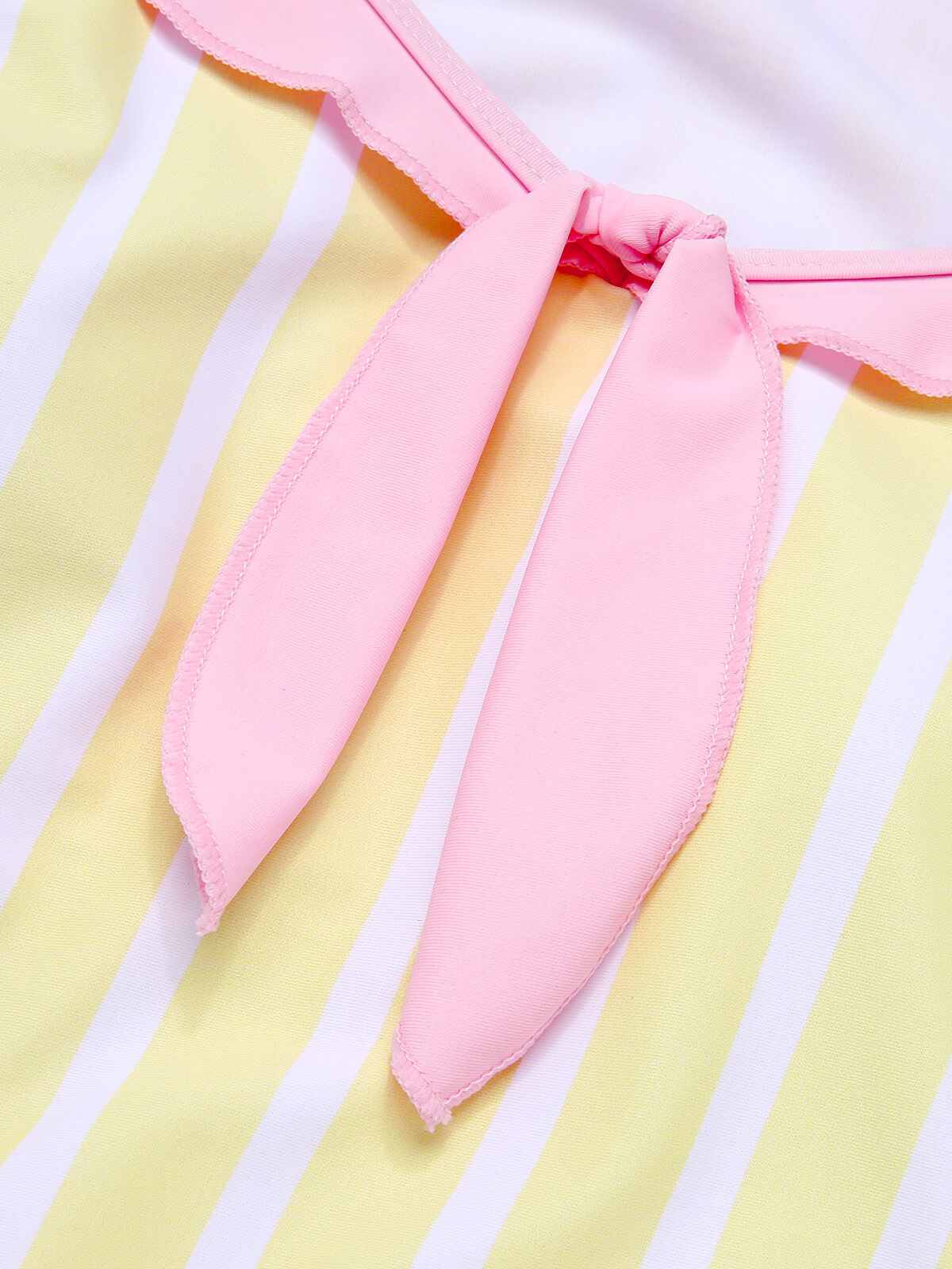 Yellow & Pink 1940s Stripe One-Piece Swimsuit - Image 6