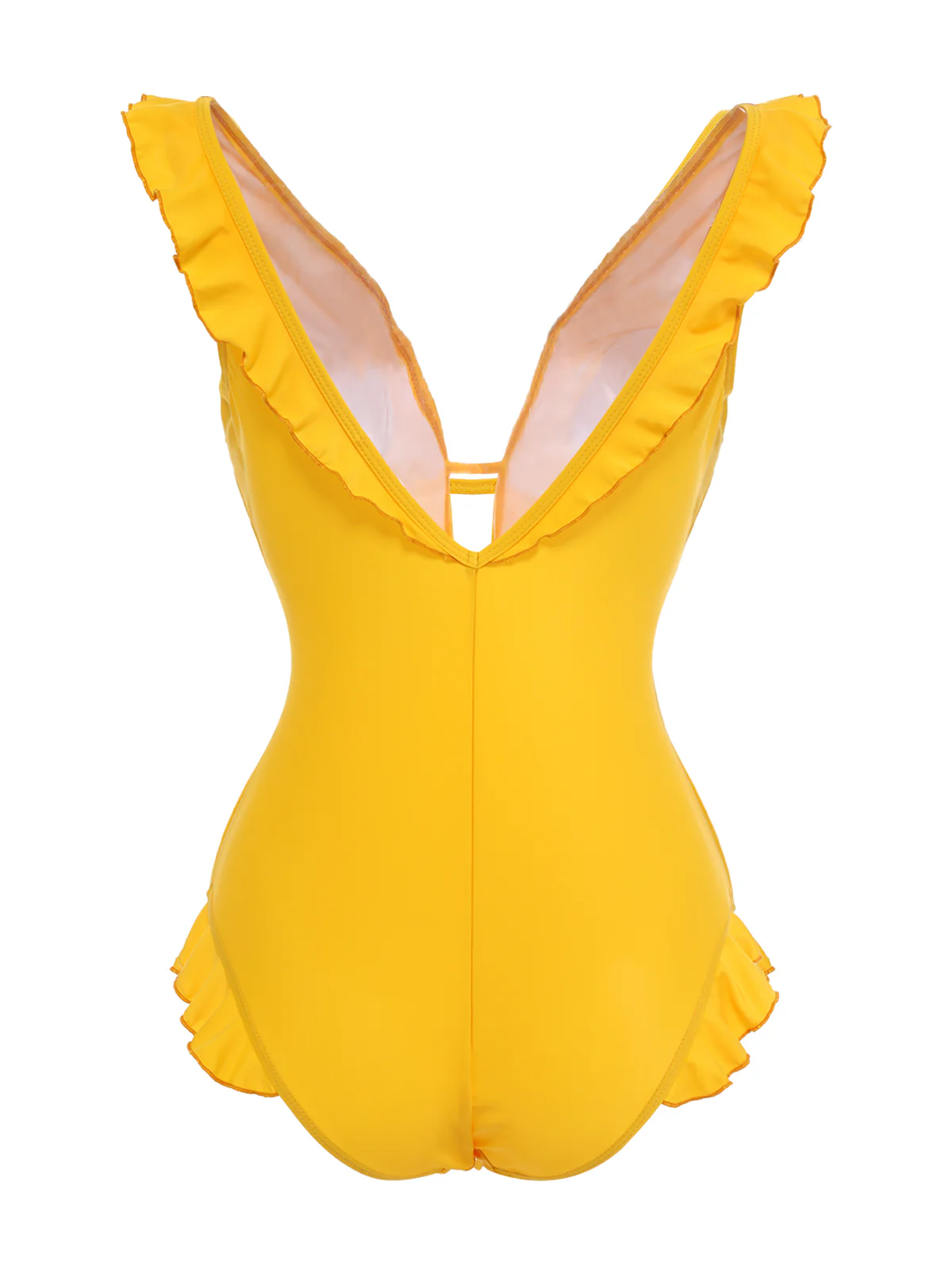 Yellow 1930s V-Neck One-piece Swimsuit - Image 5